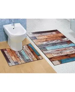 Bellatex Sada koupelnových predložek Dřevěná podlaha 3D , 60 x 100 cm, 60 x 50 cm 