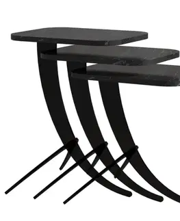 Odkládací stolek Pion Black Marble, 3 ks
