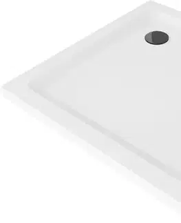MEXEN/S Flat sprchová vanička čtvercová slim 70 x 70, bílá + černý sifon 40107070B