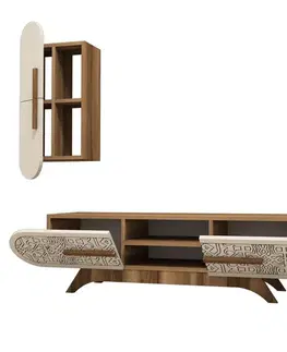 TV stěna / Sestava pod TV Defne - Walnut, Cream