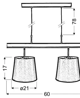 Saténová dvojitá závěsná lampa, černé stínidlo, 2x60W Milonga