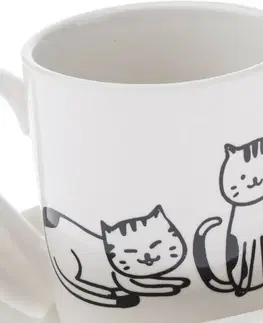 Porcelánový hrnek s podtáckem Kočky 90 ml