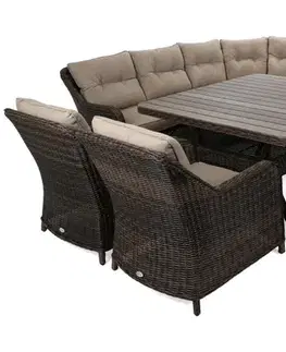 Zahradní sedací souprava 9 ks GH3465 umělý ratan / látka / sklo