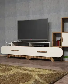 TV stěna / Sestava pod TV Flora S - Walnut, Cream