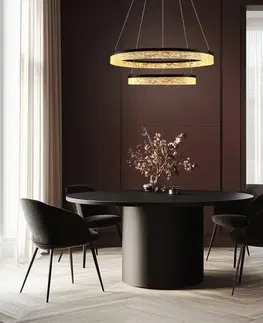 Okouzlující závěsná lampa FROZI – černé stínidlo s krystaly – moderní LED lustr do luxusního obývacího pokoje