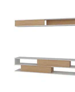 TV stěna / Sestava pod TV Sims - White, Teak