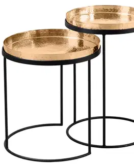 Estila Art-deco set kulatých příručních stolků Elements zlatá 53cm