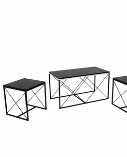 Sada konferenčních stolků Defne - Black Marble