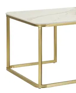 Estila Art deco set čtvercových šedých mramorových konferenčních stolků Glamia Tapisé se zlatou nohou se zásuvkou 70 cm