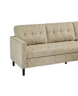 Estila Moderní designová třímístná sedačka Sallen s béžovým melírovaným prošívaným potahem do pravého nebo levého rohu 220 cm
