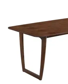 Estila Moderní obdélníkový jídelní stůl Nordica Nogal z ořechově hnědého dřeva se dvěma páry spojených nožiček 160/200cm.