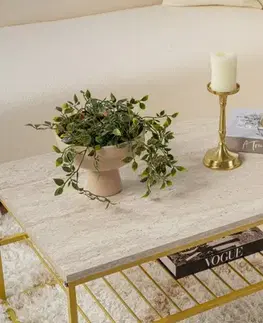 Konferenční stolek Asude - Gold, Travertine