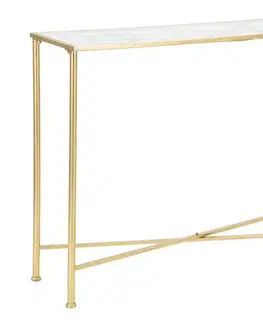 Estila Designový art deco konzolový stolek Papillon se skleněnou deskou a zdobením s motivem motýlů ve zlaté barvě 100 cm