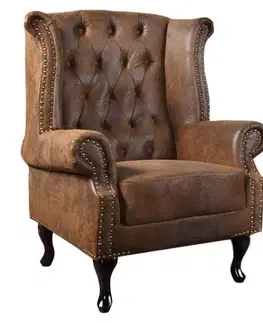 Estila Stylové křeslo Chesterfield s bočnicemi