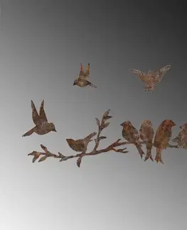 Dekorativní kovový doplněk na zeď Rusty Birds 2