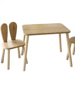 Dětská sada stolečku a 2 ks židliček Bunny Two Chair Set - Brown