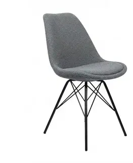 Estila Designová retro jídelní židle Scandinavia s šedým žinylkovým potahem a černým kovovým nohama 50 cm