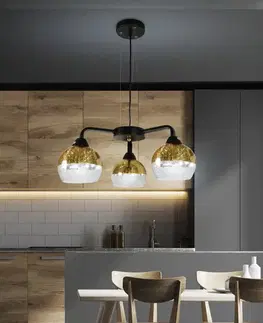 Černo-zlatá závěsná lampa, nastavitelná, 3x60W, Cromina Gold