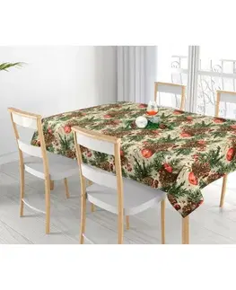 Bellatex Ubrus Šišky a jablka vánoční, 100 x 100 cm, 100 x 100 cm