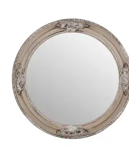 Estila Designové kulaté provensálské zrcadlo v béžové barvě se stříbrnými detaily 58 cm
