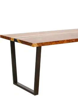 Estila Luxusný moderný jedálenský stôl Resin z masívneho dreva s černými kovovými nožičkami 180 cm