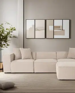 Rohová sedací souprava Lora (L1-O1-1R-POUFFE ) - Peach