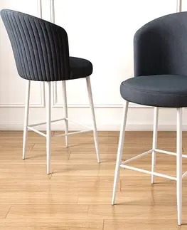 Bar Stool Set (2 Pieces) Fora - Anthracite, White