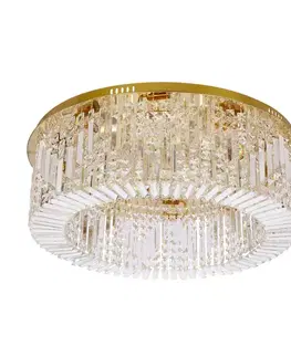 Stropní lampa MARANGA, plafond zlatý, 10x10W E14, bezbarvé krystaly