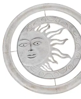 Nástěnná kovová dekorace Slunce šedá, pr. 50 cm