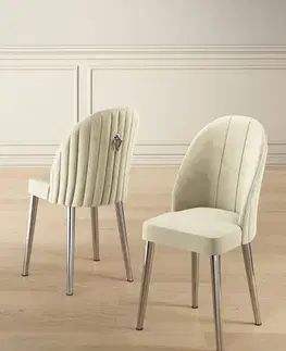 Sada židlí (6 kusů) Mara - Cream, Chrome
