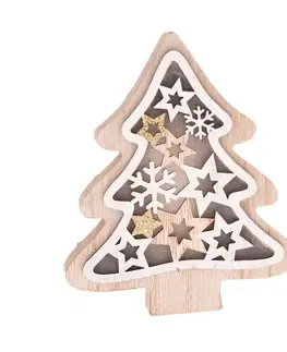 Dřevěný stromek s LED světlem Stellar, 13 x 15,5 x 3 cm