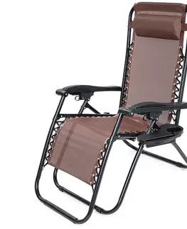 4Home Zahradní plážové polohovací křeslo Relax, hnědá