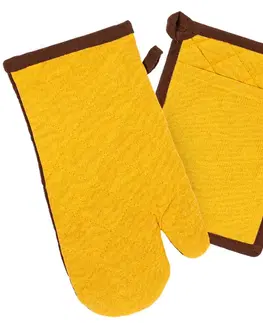 Trade Concept Chňapka a podložka Heda žlutá / hnědá, sada 2 ks