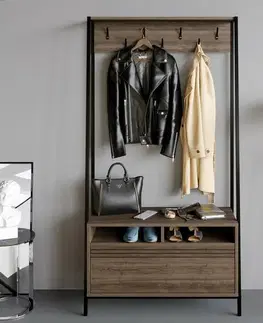 Věšák s botníkem Devin Walnut and Black