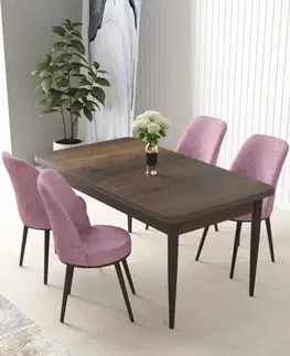 Dining Table & Chairs Set (5 Pieces) Nil - Baroque, Pink