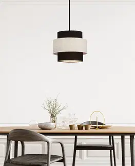 Závěsná lampa Benta černá 1x40W e27 stínidlo černá+krémová