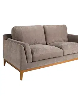 Estila Luxusní moderní čalouněná dvousedačka Vita Naturale s retro nádechem s dřevěnými nožičkami a textilním potahem hnědo šedá 195 cm