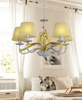 Závěsná lampa chrom / zlatá stuha 5xE14 DIVA