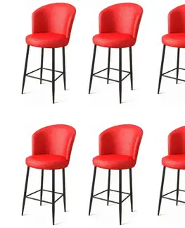Bar Stool Set (6 Pieces) Uras - Red, Black