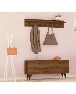 Nástěnný věšák s botníkem Rupa Walnut