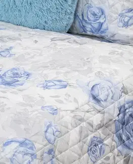 4Home Přehoz na postel Roses in blue, 220 x 240 cm + 2x 40 x 40 cm
