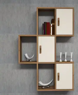 Nástěnná police Flora - Walnut, Cream