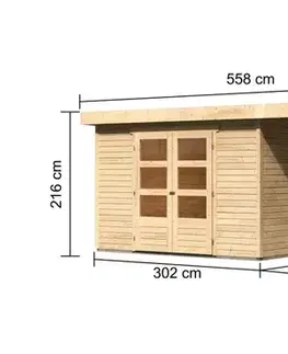 Dřevěný zahradní domek ASKOLA 6 s přístavkem 240 Lanitplast