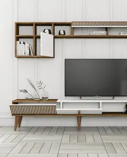 Televizní stěna Milen Walnut and White