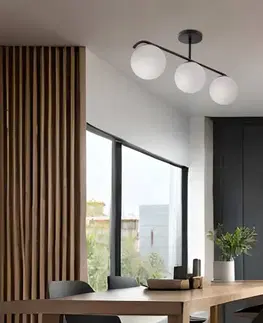 Stropní lampa AMADEO černá 3x40W E14 bílé stínidlo
