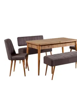 Jídelní set s rozkládacím stolem a židlemi (5 kusů) Vina 0701 - 4 - Anthracite, Atlantic