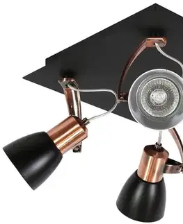 Stropní lampa Markus v černé a měděné barvě