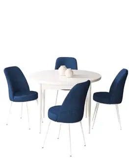 Dining Table & Chairs Set (5 Pieces) Tor - White, Navy Blue