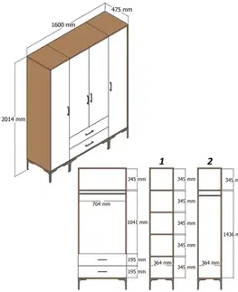 Šatní skříň Kumsal STR - Walnut, Anthracite