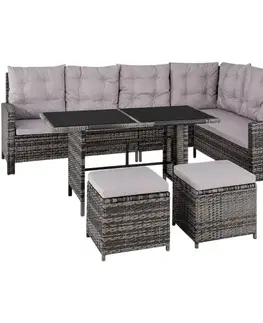 Velký luxusní ratanový zahradní set Barletta, sv. šedá / šedá